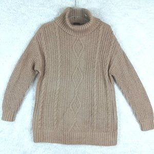 Torrid Womens Sweater Turtleneck Cable Knit‎ Drop Sleeve Pullover Beige Plus 2